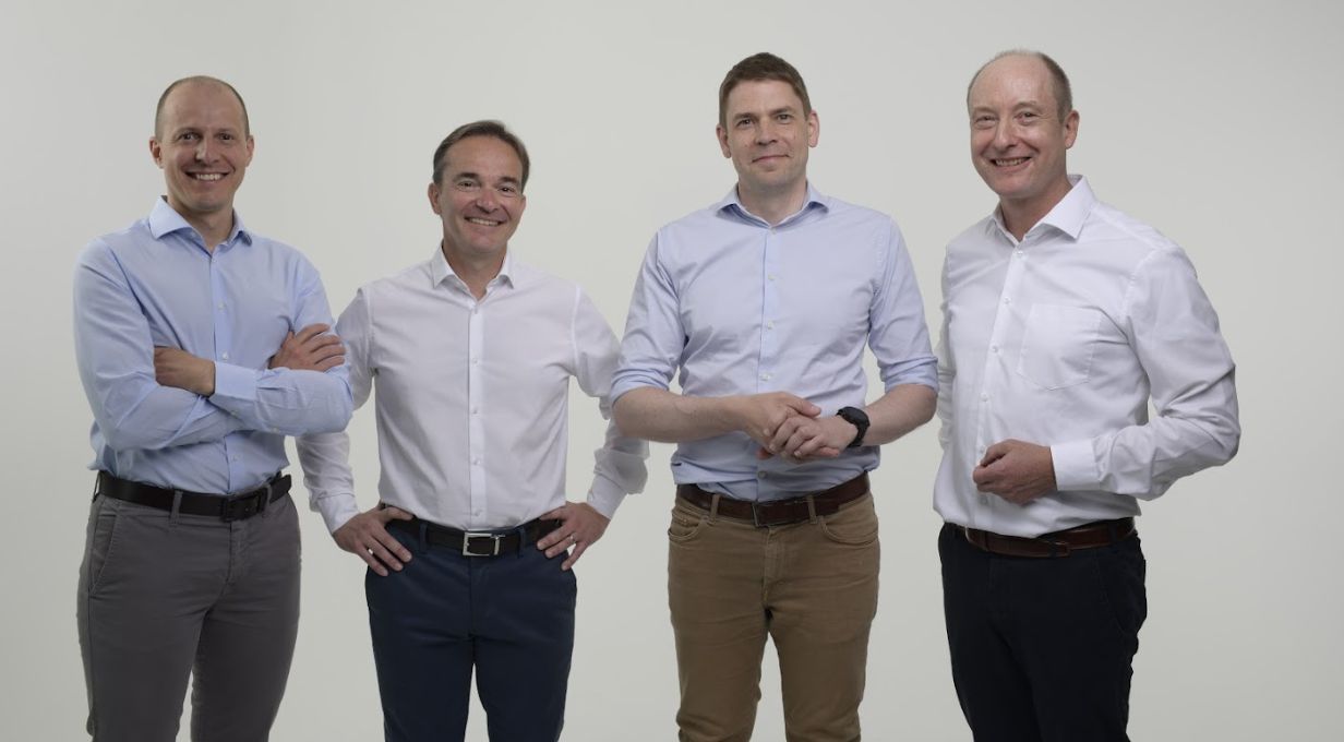 Photo L-R: Damien Lapray (CCO), Valentin Matillon (CFO), Tommi Lehtonen (CEO), Christian Meisel (CMO)